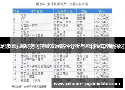 足球俱乐部财务可持续发展路径分析与盈利模式创新探讨 足球俱乐部财务可持续发展路径分析与盈利模式创新探讨
