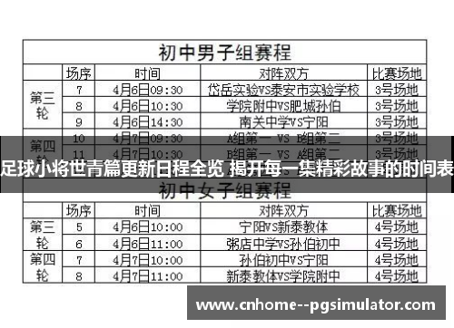 足球小将世青篇更新日程全览 揭开每一集精彩故事的时间表